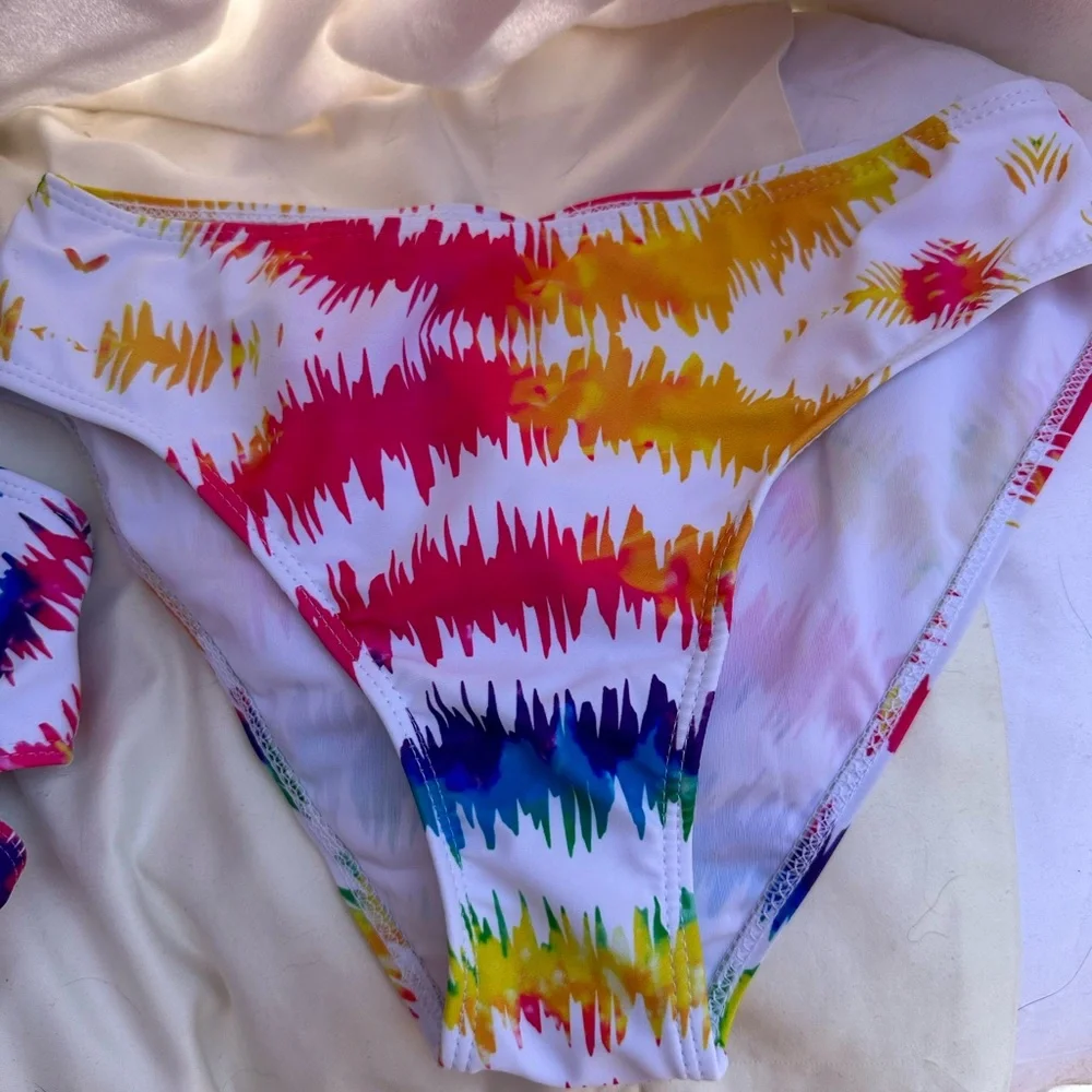 NWOT 12-13 girls Tie dye‎ bikini- 3 piece set with coverup skirt
